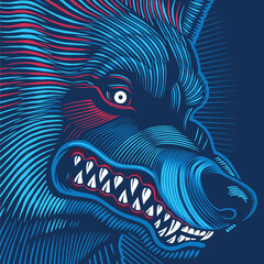 Vector wolf illustration in collorfull