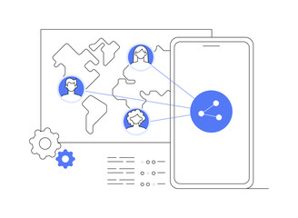Mobile collaboration abstract concept vector illustration.