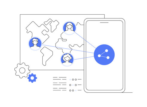 Mobile collaboration abstract concept vector illustration.