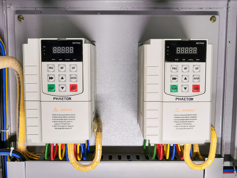 Selective focus image with noise effect inverter in solar charge controller panel.