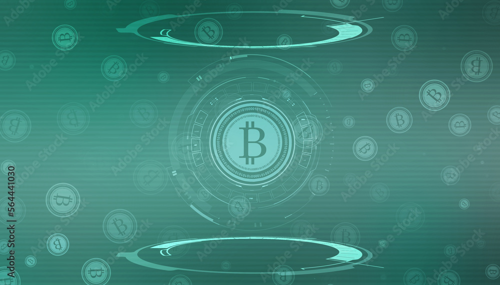 Aufkleber global abstract bitcoin crypto currency blockchain technology world map background illustration