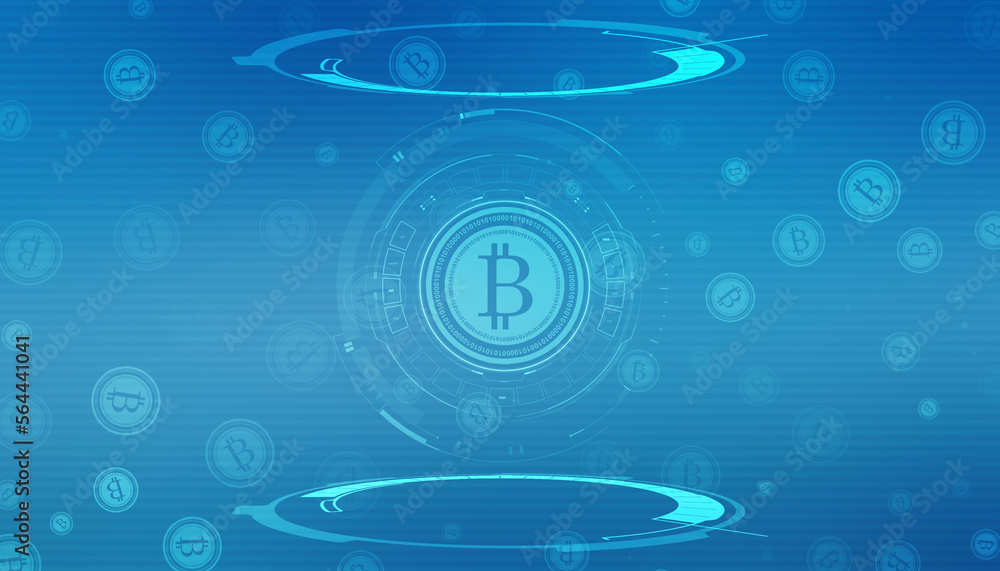 Aufkleber global abstract bitcoin crypto currency blockchain technology world map background illustration