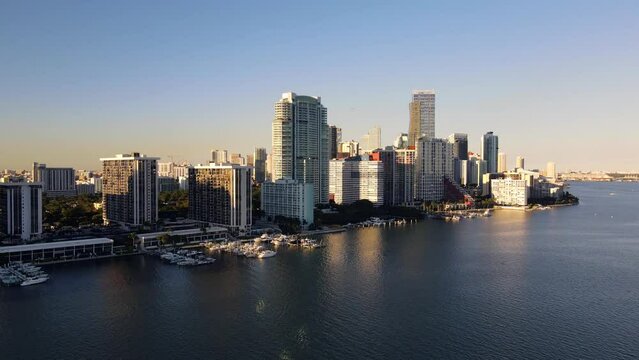 Downtown Miami View from Keys Yacht Sunset