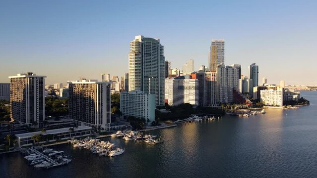 Downtown Miami View from Keys Yacht Sunset