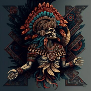 mictlantecuhtli Aztec God. Generative AI, Digital illustration