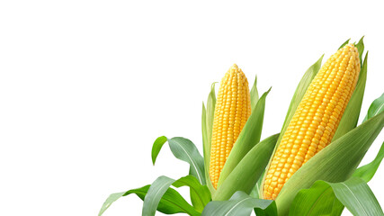 Fresh yellow corn isolated on white background.