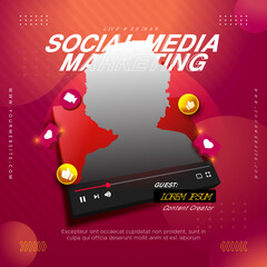 Promote Your Live Stream to Get More Viewers. Instagram Post Template.