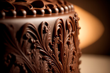 chocolate cake in celebration to the world chocolate cake day, close up detailed cake