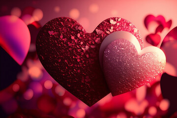 Sparkling glittery heart background, valentine’s day decorations, AI generated
