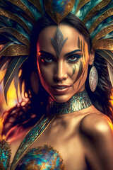 Attractive samba dancer, brazilian carnival, generative AI