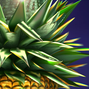 Fruta Tropical Pi&ntilde;a Efecto 3D - Exotic Fruit Pineapple Effects 3D Close Up - Generative AI