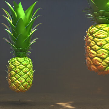 Frutas Ex&oacute;ticas Pi&ntilde;as Efecto 3D - Exotic Fruit Pineapple Effects 3D - Generative AI