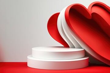 Podium for display product whit love and valentine days concept by ai generative