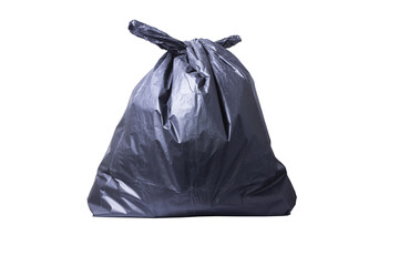 black garbage bag isolated on white background, clipping paths