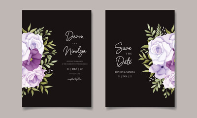 Beautiful soft purple flowers wedding invitation card