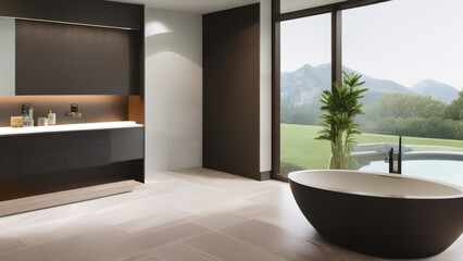 Fototapeta premium modern bathroom, bathtub, postmodern, Generative AI