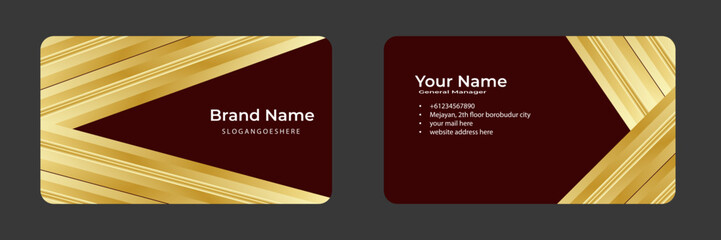 Golden red simple business card template. Creative business card and name card,horizontal simple clean template vector design, layout in rectangle size.