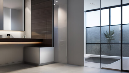 Fototapeta premium modern bathroom, bathtub, postmodern, Generative AI