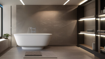 Obraz na płótnie Canvas modern bathroom, bathtub, postmodern, Generative AI