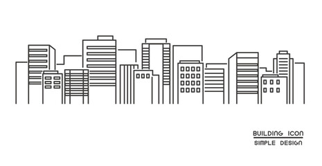 都会のオフィス街をイメージした都市風景のベクターイラスト素材／都心／高層ビル／背景