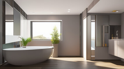 Fototapeta na wymiar modern bathroom, bathtub, postmodern, Generative AI