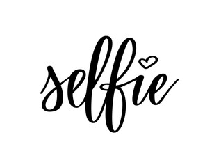 Fototapeta na wymiar Selfie. Cute modern calligraphy hand-written word. Clipart on transparent background
