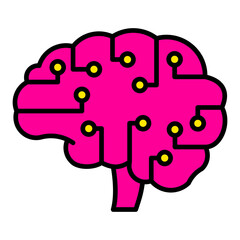 AI Brain Filled Line Icon