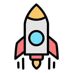 rocket color line icon