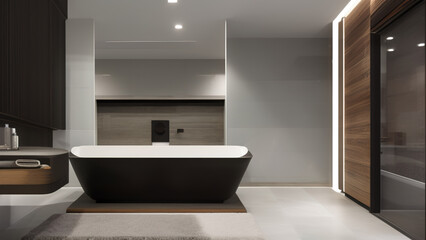Fototapeta na wymiar modern bathroom, bathtub, postmodern, Generative AI