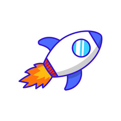 Rocket vector illustration with cute style isolated on white background. Rocket cartoon illustration