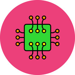 Microchip Multicolor Circle Filled Line Icon