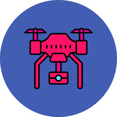 Drone Multicolor Circle Filled Line Icon