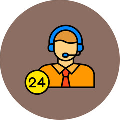24 Hours Support Multicolor Circle Filled Line Icon