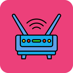 Wifi Router Multicolor Round Corner Filled Line Icon