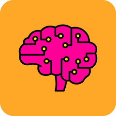 AI Brain Multicolor Round Corner Filled Line Icon