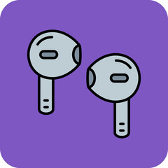 Earbuds Multicolor Round Corner Filled Line Icon