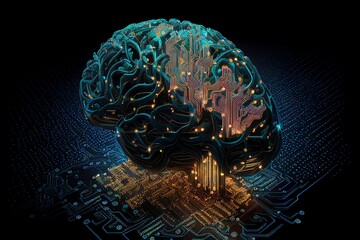 Artificial Intelligence Ai human brain with the circuit