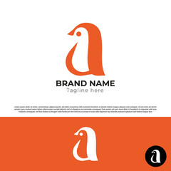 Minimal letter A bird vector, logo Bird Perch On Letter Logo Design a. 
creative bird letter a logo vector with a solid color.
initial lowercase letter a bird logo design - vector illustration.