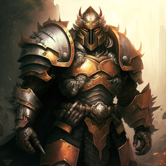 Fototapeta Role play d&d character portrait Heavy armor Knight warrior obraz