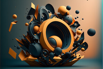 Abstract 3d render, futuristic background design, modern illustration made with Generative AI