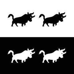 Black and white bull animal vector logo design . Bull icon . Bull silhouette 