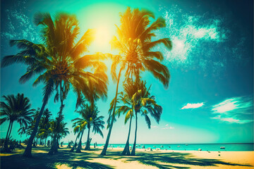 Fototapeta na wymiar Resort Beach in Tropical Paradise, Generative AI