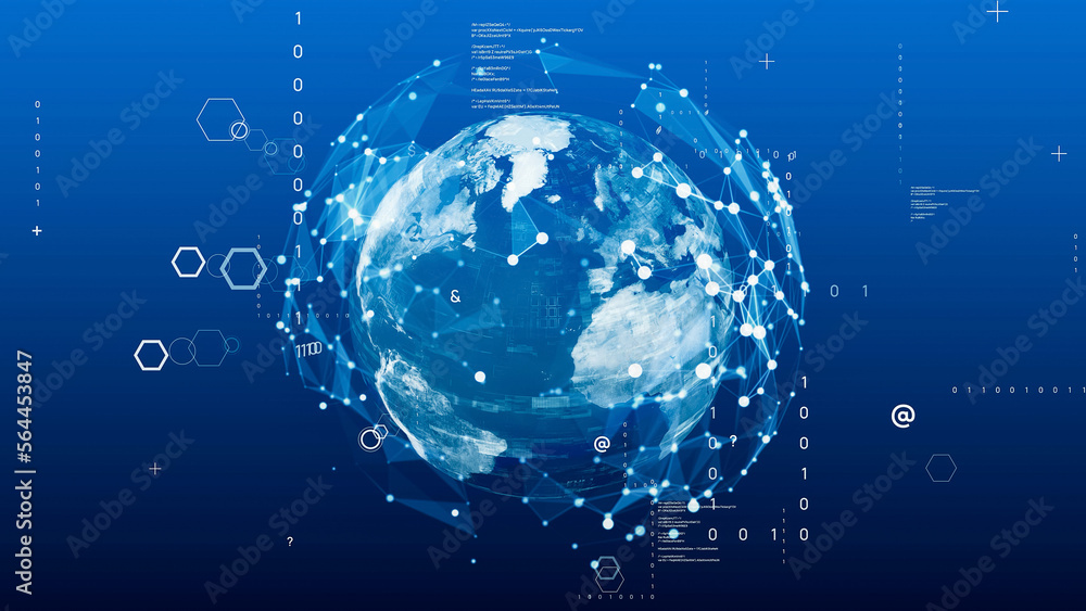 Poster global communication network concept. digital transformation. dx.