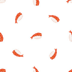 Shrimp sushi pattern seamless background texture repeat wallpaper geometric vector