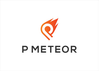 Letter P Meteor logo template design vector - obrazy, fototapety, plakaty