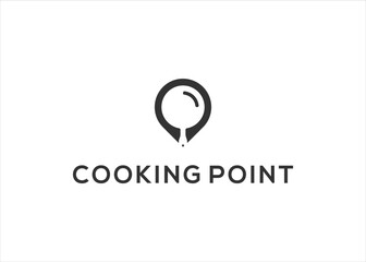 cooking food kitchen and map point logo design template