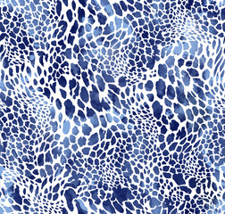 Watercolor Abstract animal skin leopard wild cats seamless pattern design background.