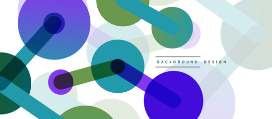 Line points connections geometric abstract background. Circles connected by lines. Trendy techno business template for wallpaper, banner, background or landing