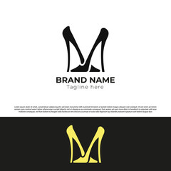 M Letter with shoe vector logo design, 
initial Letter M Shoes Logo Design Vector Icon, M logo - vector illustration