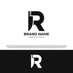 Letter R Knife Logo Design Vector template,
Initial, Monogram R logo for Restaurant, kitchen.
Creative R logo - vector illustration
